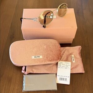 Miu Miu Gold and Brown Sunglasses